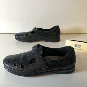 SAS Black Leather Tripad Comfort Shoes Womens Sz 9.5-10M Flat Casual Work Loafer
